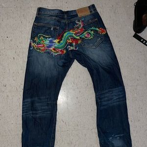 Vintage Ed Hardy Embroidered Dragon Jeans OPEN TO OFFERS !!!!